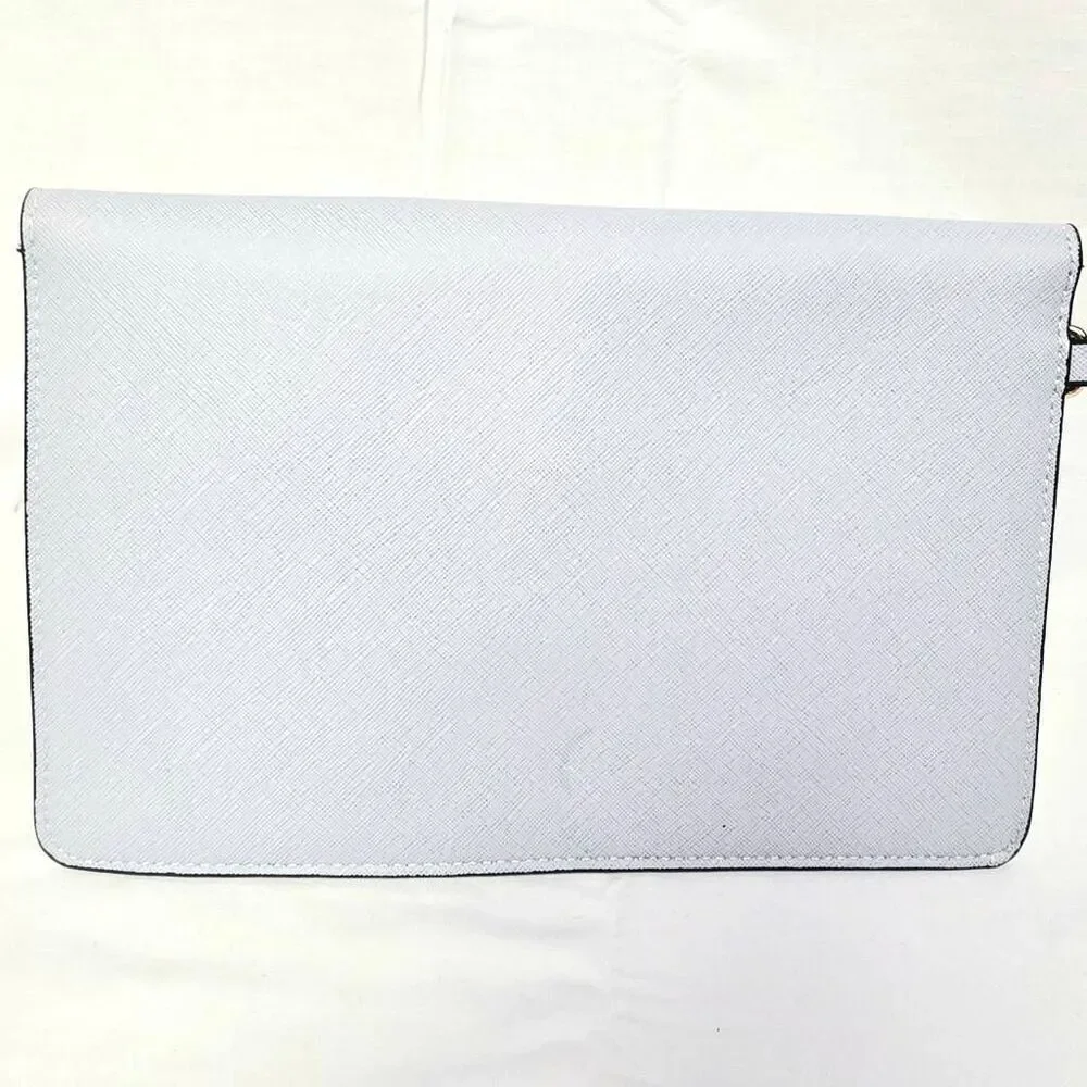 Francesca’s White Faux Leather Clutch Purse 10x7